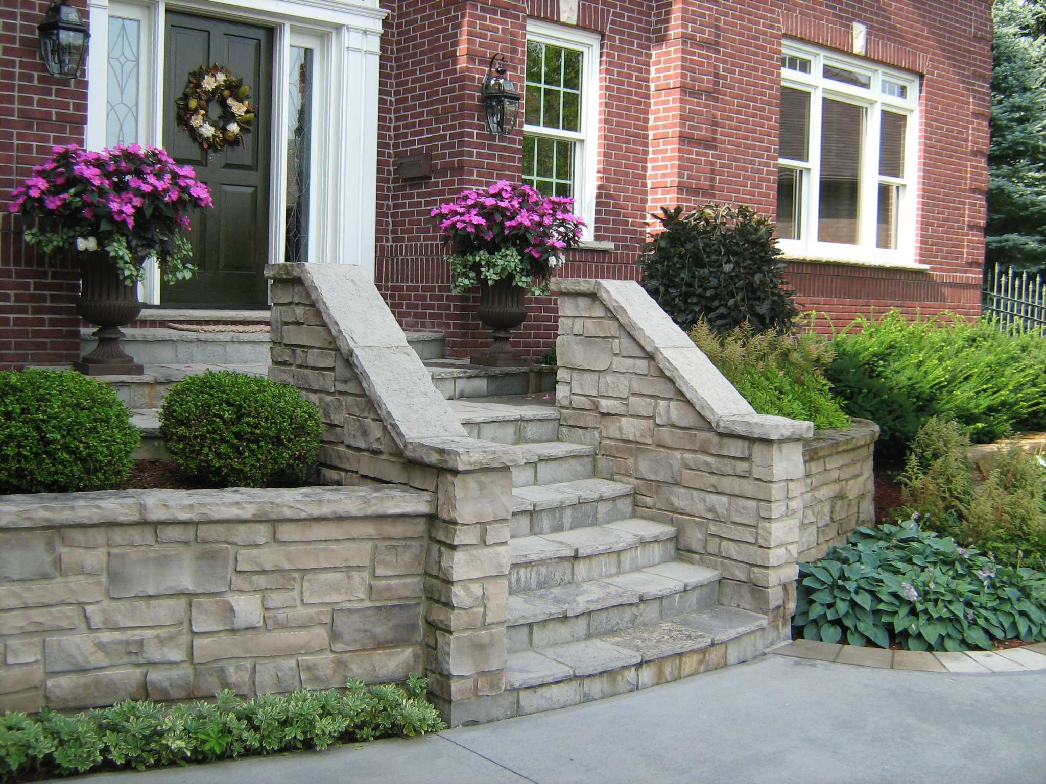 Featured image of post Front Door Steps Stone / This winter front door display is layered with holiday cheer.