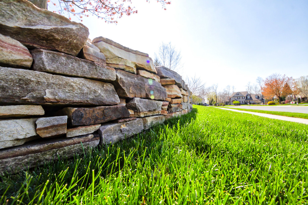 Design ideas for a mid-century modern front yard retaining wall landscape in Other.