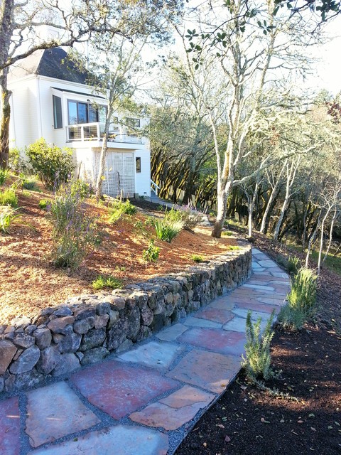 Stone Retaining Wall And Flagstone Contemporary Garden San Francisco By Reyes Landscape