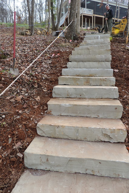 McDonald Project - Stone Steps solution for steep slope, Louisville area of  Knox - Traditional - Landscape - Other - by Willow Ridge Garden Center &  Landscaping