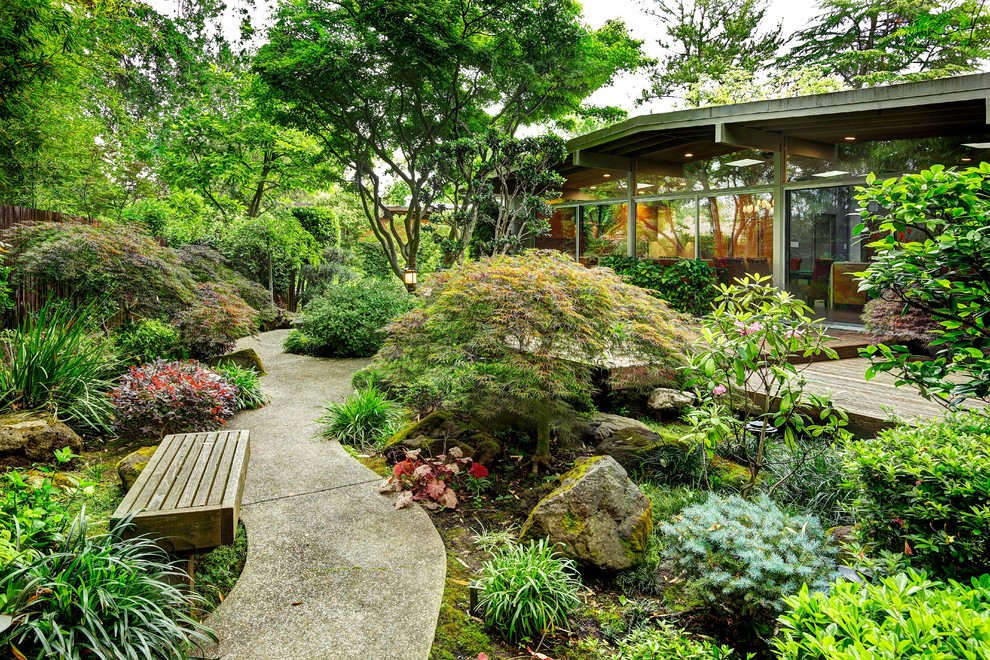 Design ideas for a world-inspired back fully shaded garden for autumn in Sacramento.