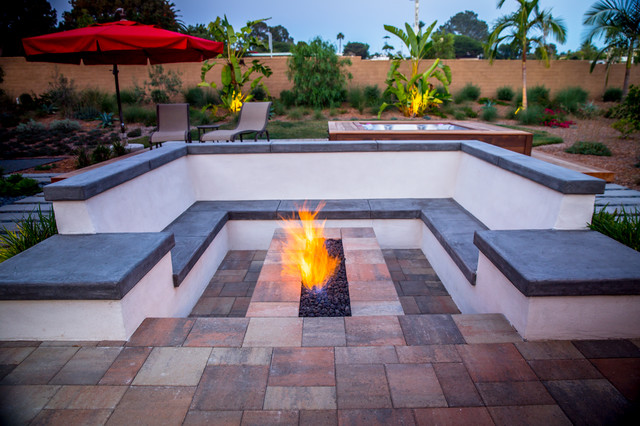 Sunken Fire Pit - Coastal Contemporary Design In Encinitas ...