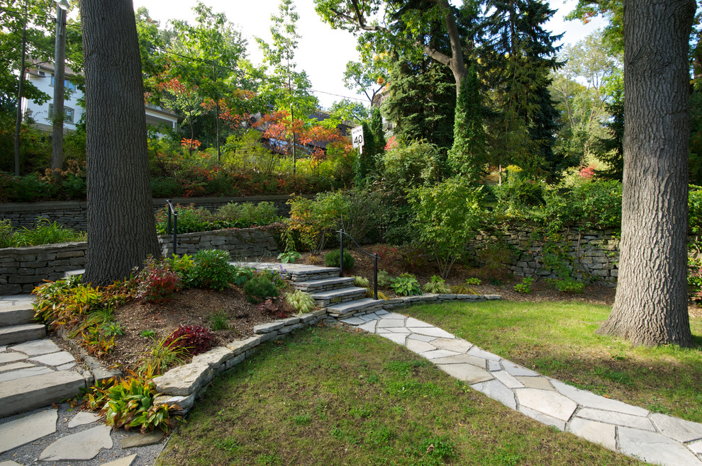 Photo of a traditional backyard stone landscaping in Toronto.