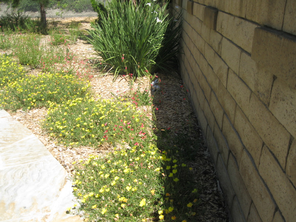 Ispirazione per un piccolo giardino chic esposto in pieno sole dietro casa con un ingresso o sentiero e pavimentazioni in pietra naturale