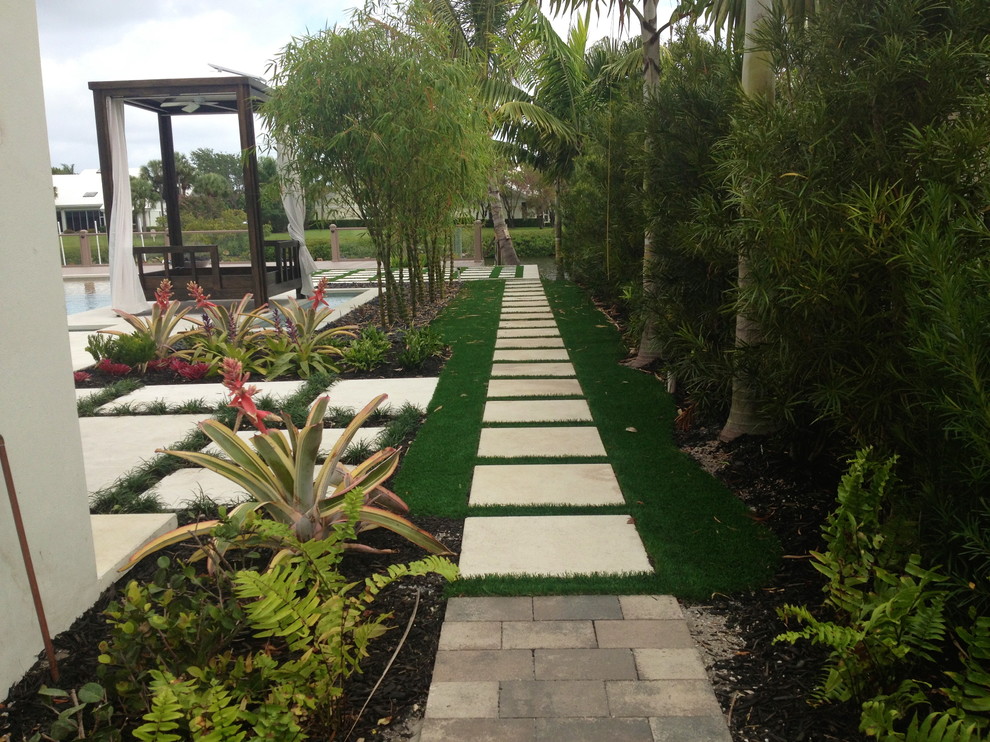 Synthetic Turf and Pavers - Contemporary - Landscape - Miami - by ...