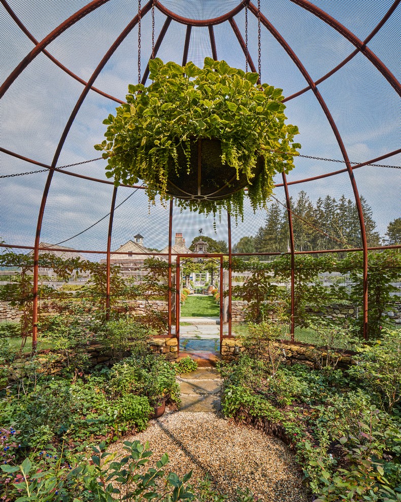 Idéer för en mycket stor takterrass i full sol på sommaren, med en köksträdgård och grus