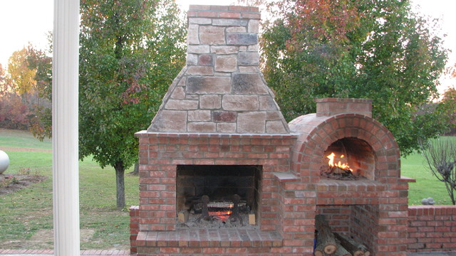 Wood Fired Brick Pizza Oven, Outdoor Fire Pit Pizza Oven Combo
