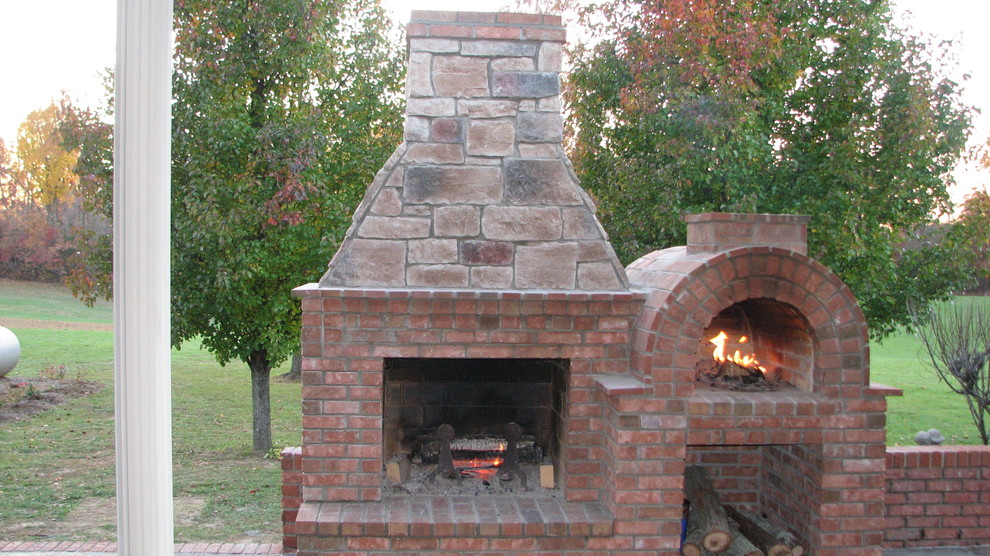 The Riley Family Wood Fired Brick Pizza Oven & Fireplace Combo in Kentucky Craftsman