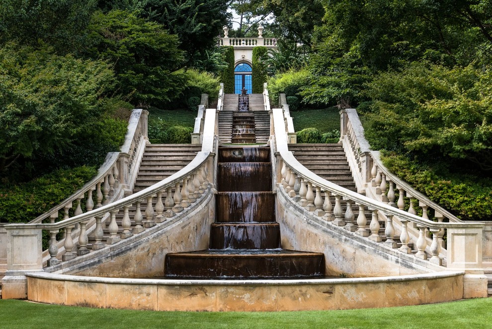 This is an example of a classic back formal garden steps in Atlanta.