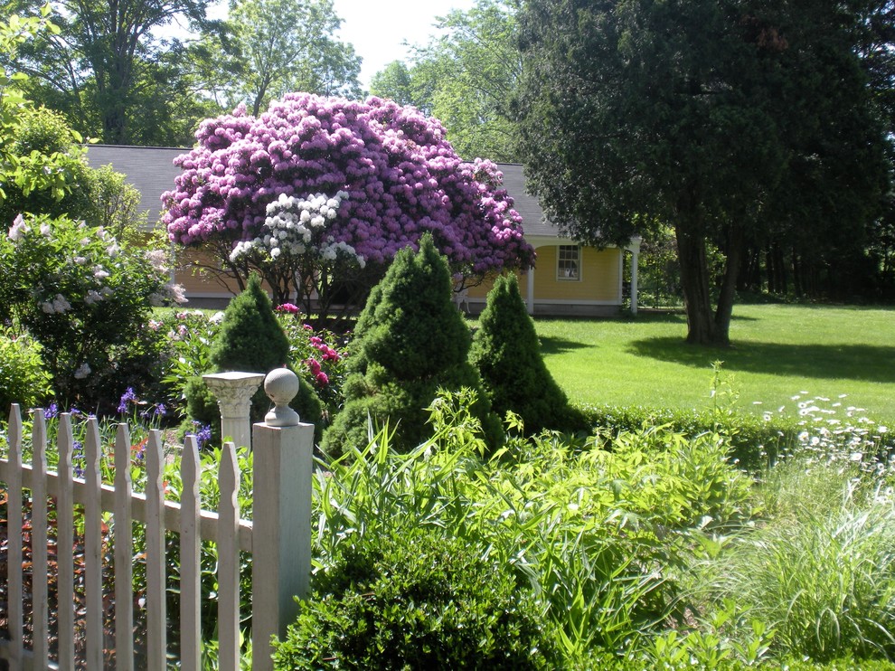 Свежая идея для дизайна: участок и сад среднего размера на заднем дворе в классическом стиле с полуденной тенью - отличное фото интерьера