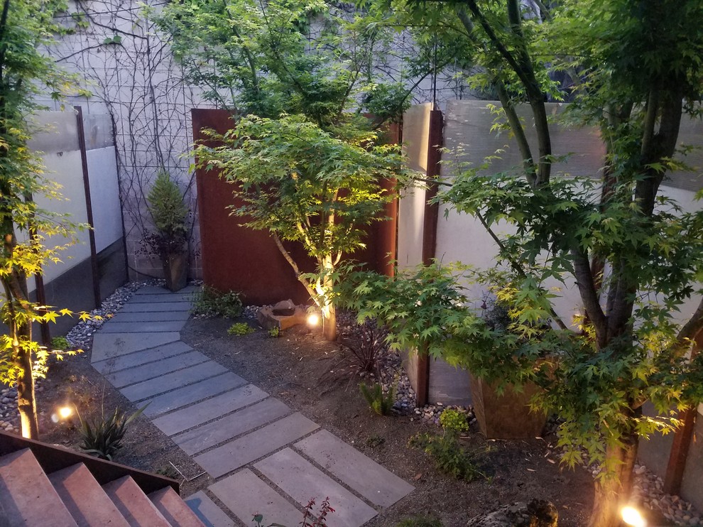 Design ideas for a small asian backyard landscaping in San Francisco.