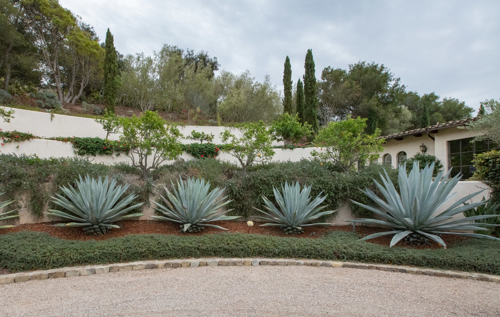 Photo of an expansive mediterranean xeriscape garden in Santa Barbara.