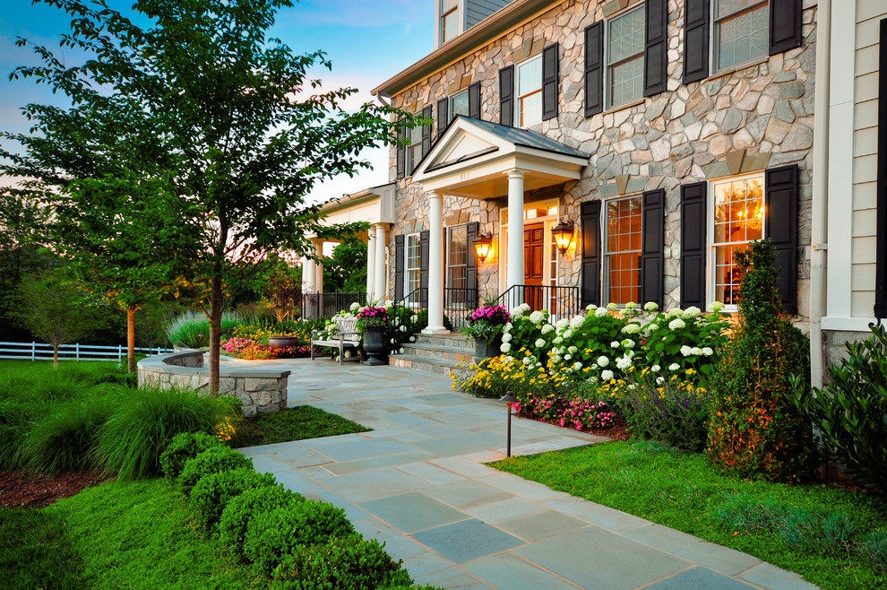 Inspiration for a huge traditional partial sun front yard concrete paver formal garden in DC Metro for spring.