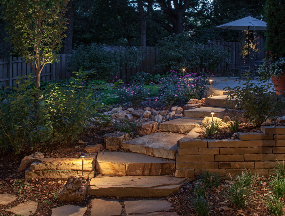 Design ideas for a traditional hillside landscaping in Omaha.
