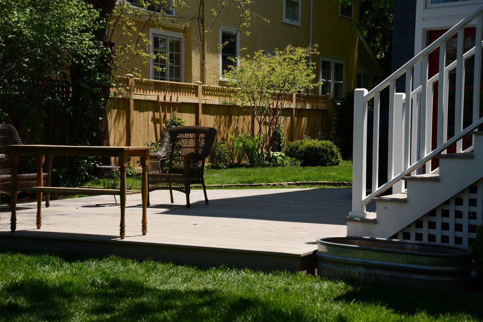 Photo of a small rural back fully shaded garden in Chicago with decking.