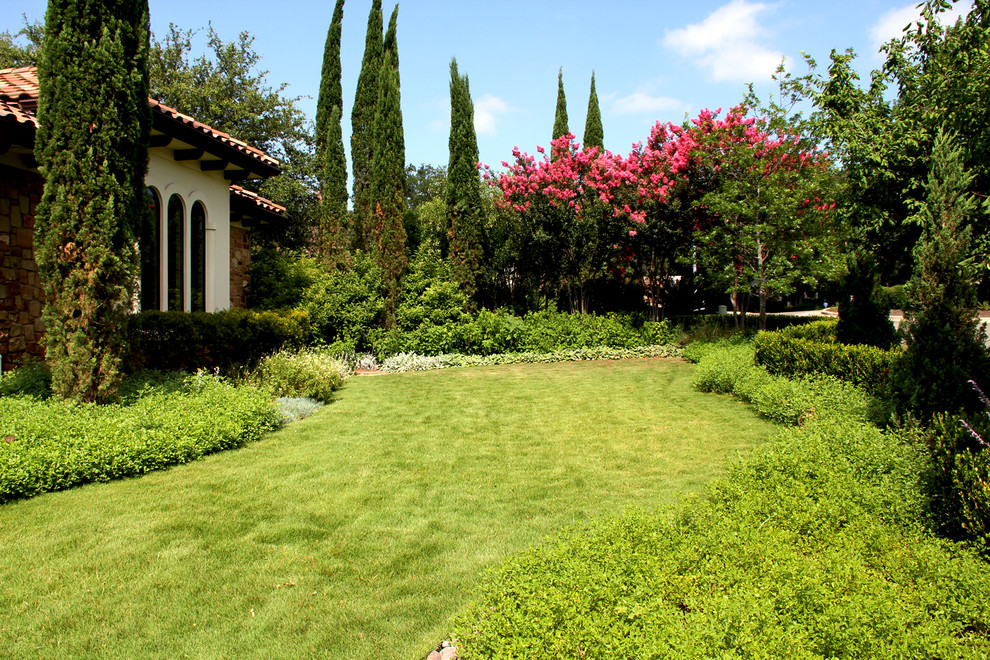 Immagine di un giardino mediterraneo di medie dimensioni e nel cortile laterale con pacciame