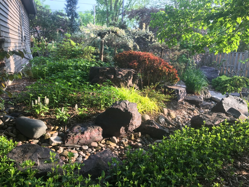 Foto di un giardino chic esposto in pieno sole di medie dimensioni e dietro casa con pavimentazioni in pietra naturale