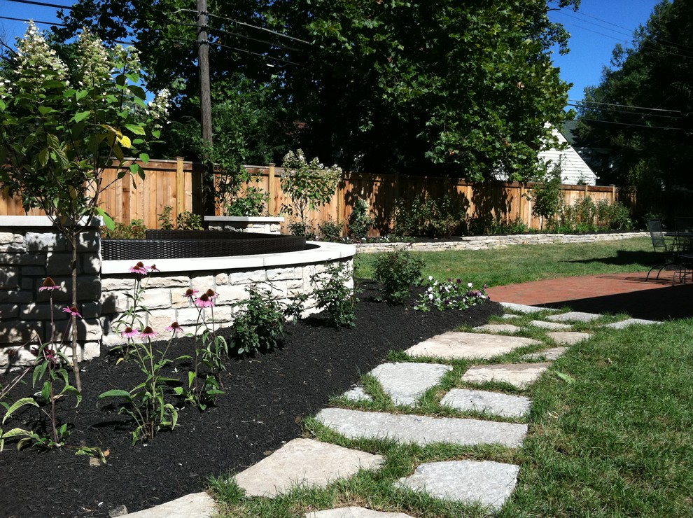 Upper Arlington, OH Travertine Patio and Stone Outdoor Fireplace