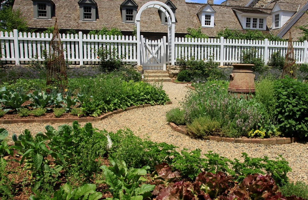 Bild på en vintage trädgård, med en köksträdgård