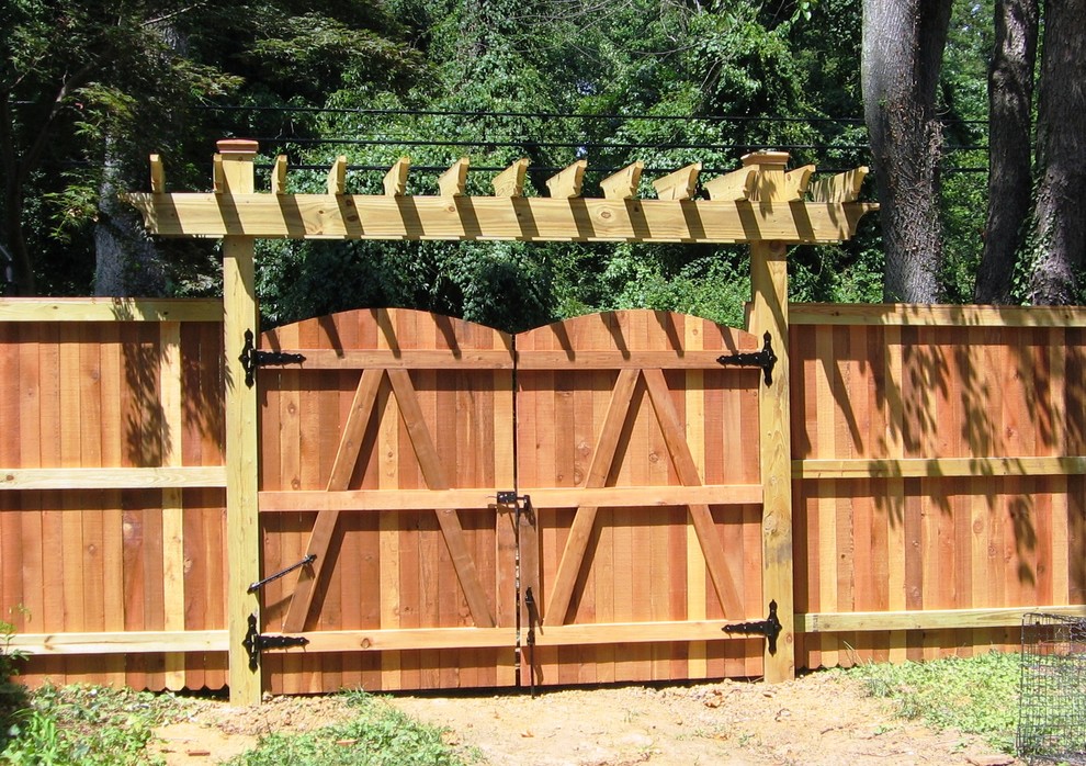 Vertical Board w/ Cap Board (Wood Privacy Fence) Traditional Landscape Baltimore by Mid