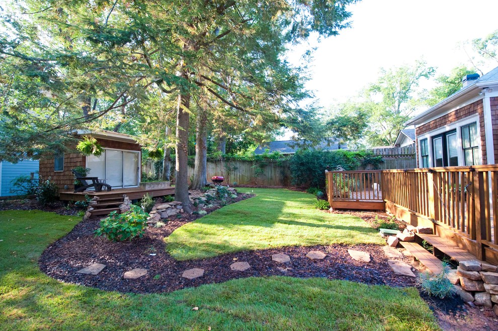Inspiration for a mid-sized traditional partial sun backyard mulch landscaping in Atlanta.