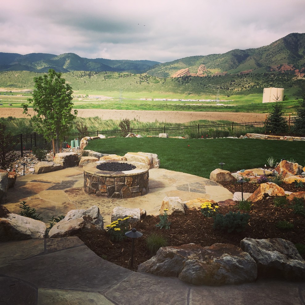 View of Red Rocks Rustic Landscape Denver by C&H Landscaping