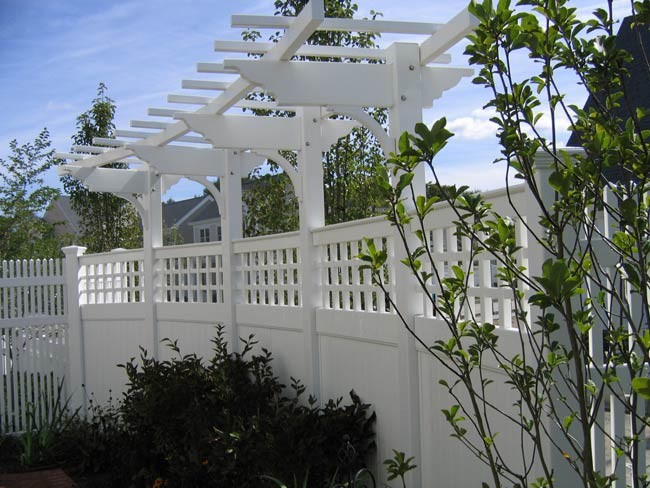 Tongue & Groove Fence with Lattice Topper - Traditional - Landscape - New  York - by Riverside Fence