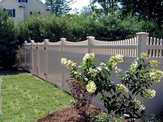 Vinyl Board Fence with Scalloped Chestnut Hill Accent - Traditional ...