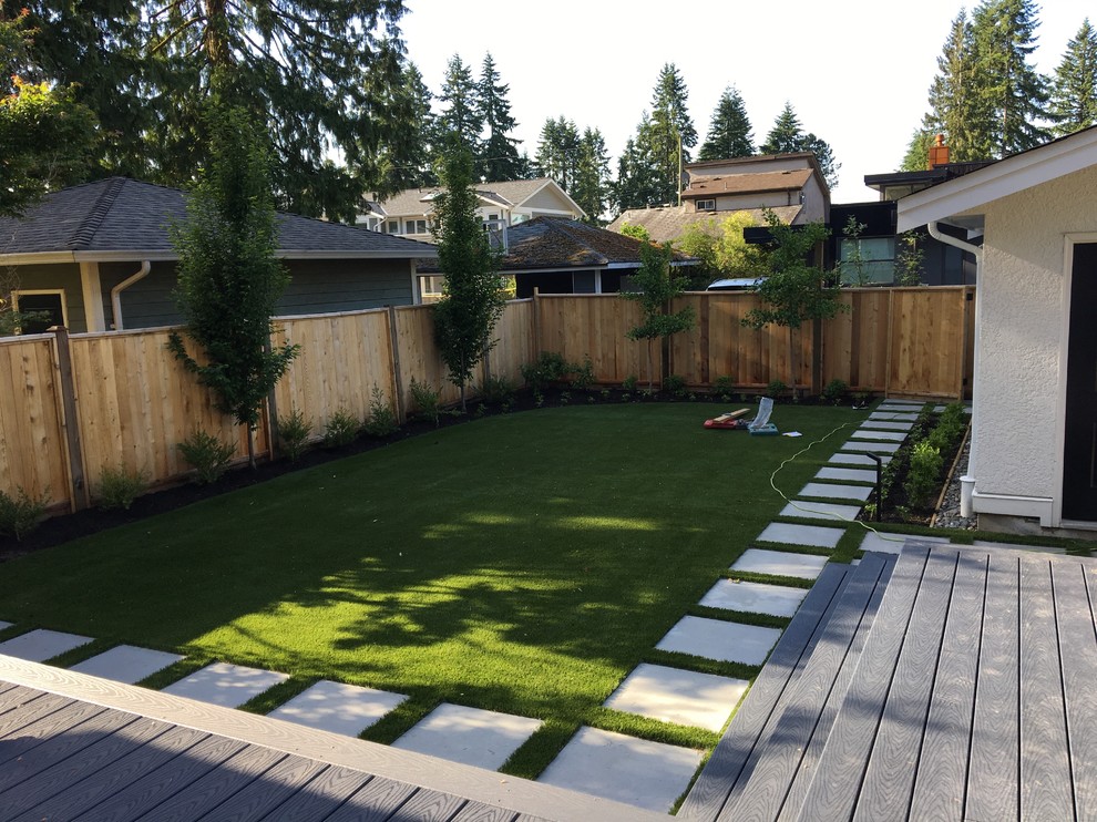 Photo of a medium sized contemporary back full sun garden for spring in Vancouver with decking.