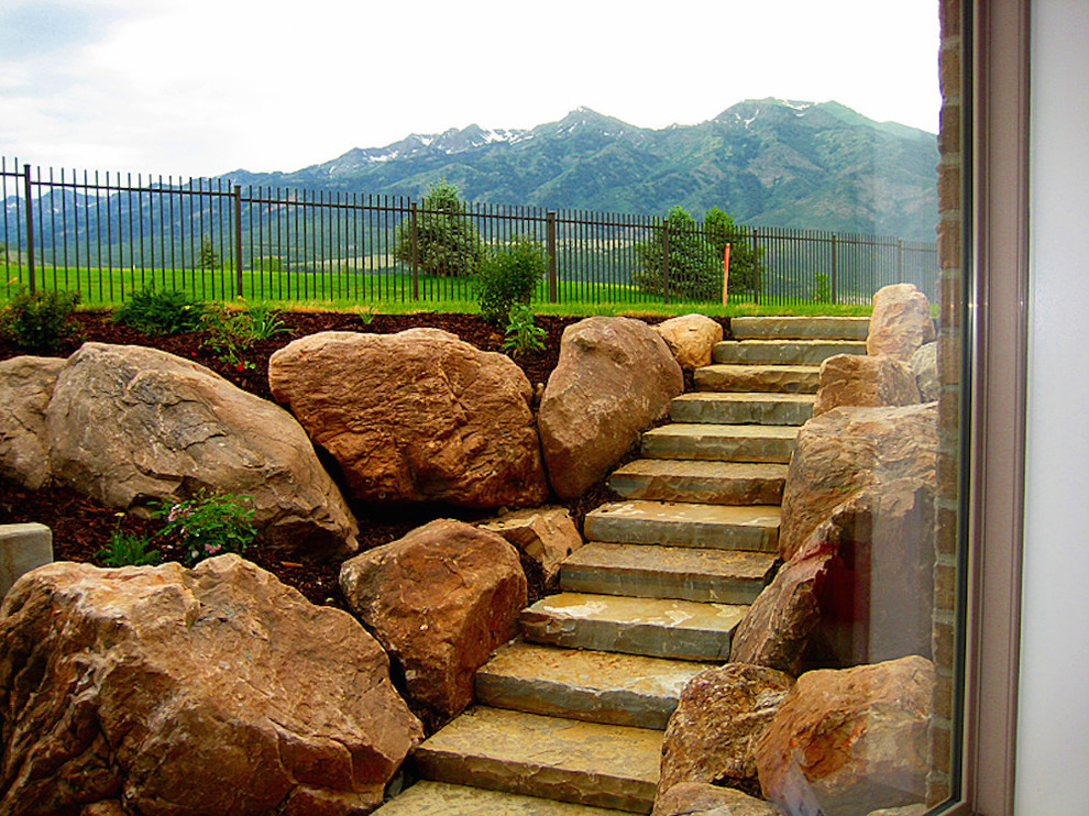 Walkout Basements & Rock Window Wells Landscape Salt Lake City by