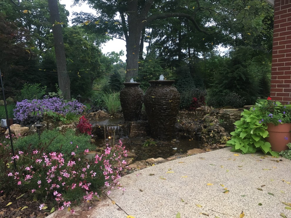 Water Feature with 2 Stacked Slated Urns Grand Rapids, MI Asian