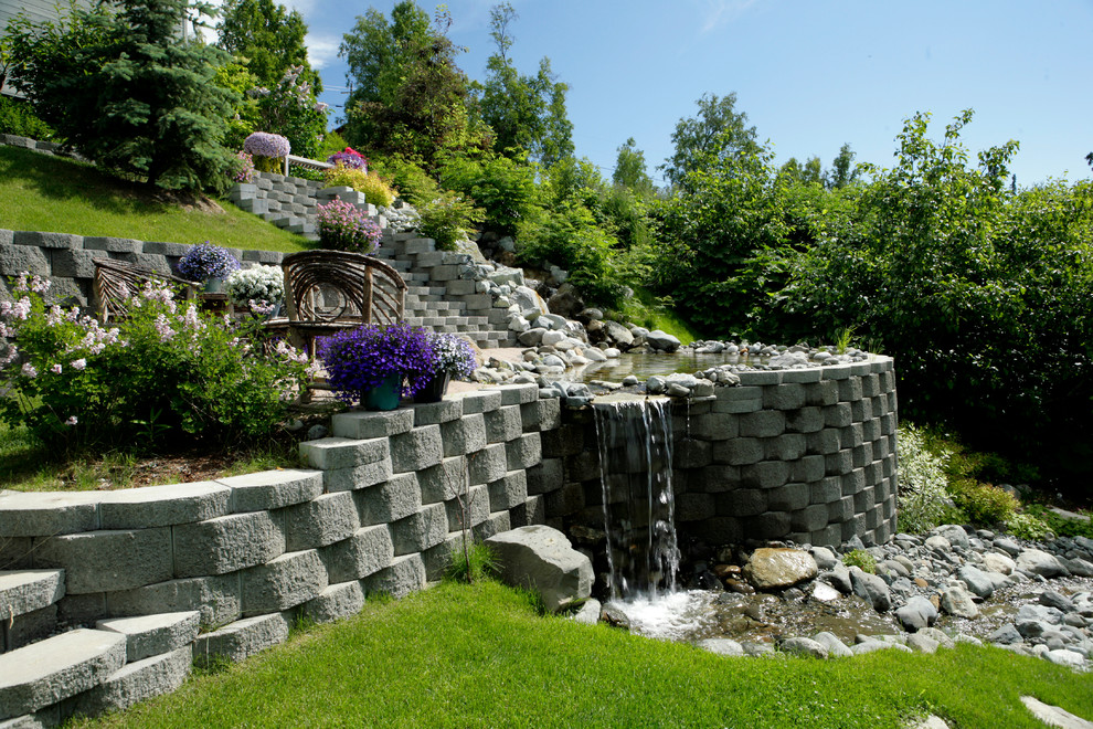 Design ideas for a large traditional backyard pond in Other.