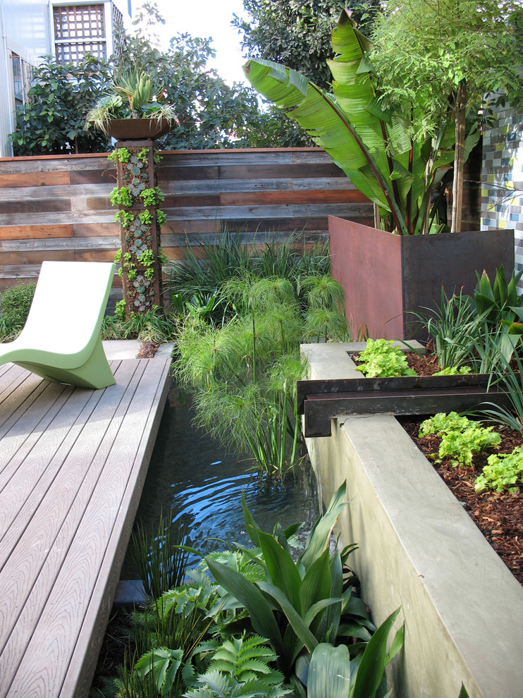 Inspiration for a contemporary water fountain landscape in San Francisco.
