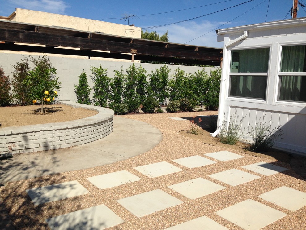 Idee per un giardino minimal esposto in pieno sole di medie dimensioni e dietro casa con pavimentazioni in cemento