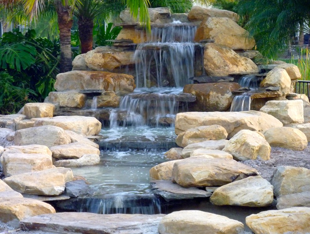 Waterfall backyard - Tropical - Landscape - Miami - by Matthew ...