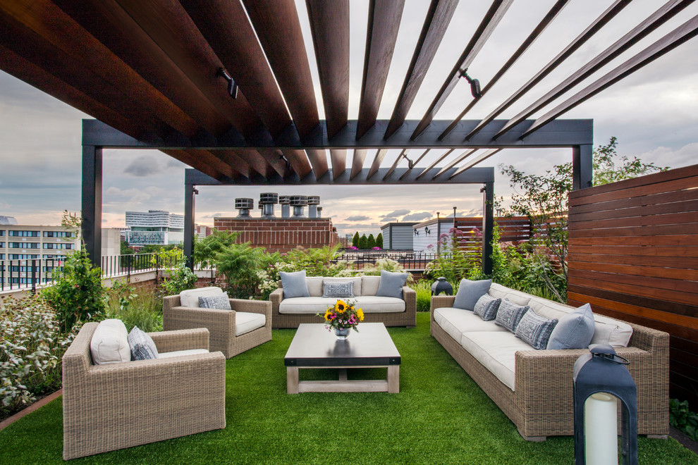 Ispirazione per un giardino contemporaneo esposto in pieno sole di medie dimensioni e sul tetto