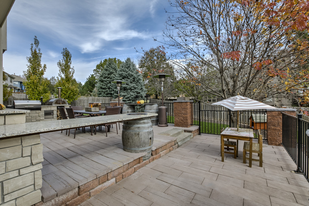 Design ideas for a large classic back partial sun garden in Omaha with concrete paving.