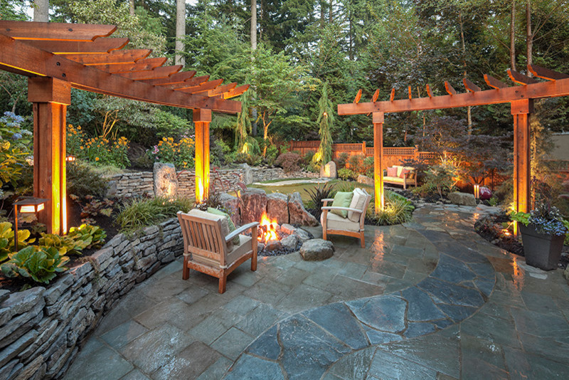 Rustic back patio in Vancouver.