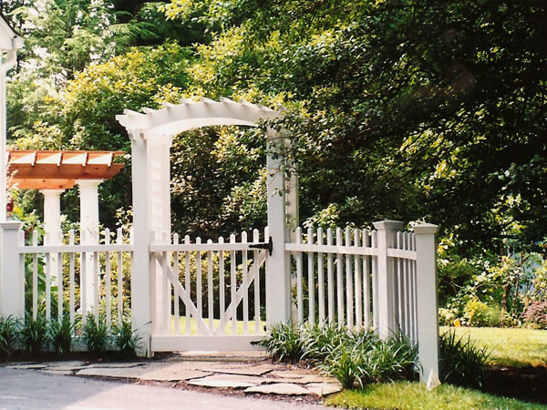 White Picket Fence with Gate and Arbor - Traditional - Landscape - DC Metro  - by Land Art Design, Inc. | Houzz
