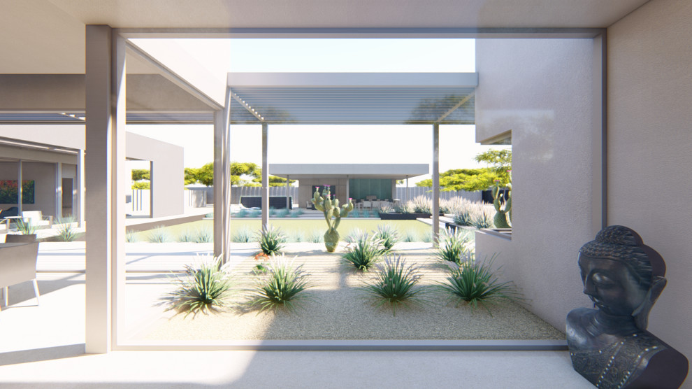 Esempio di un grande giardino design esposto in pieno sole in cortile