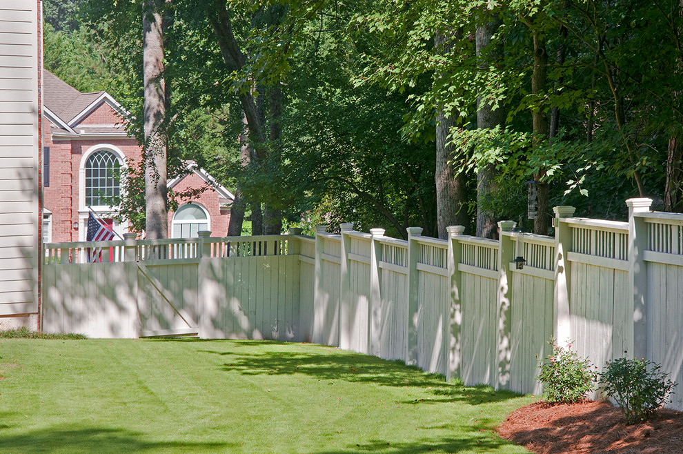 White Wood Privacy Fence & Gate Transitional Landscape Atlanta