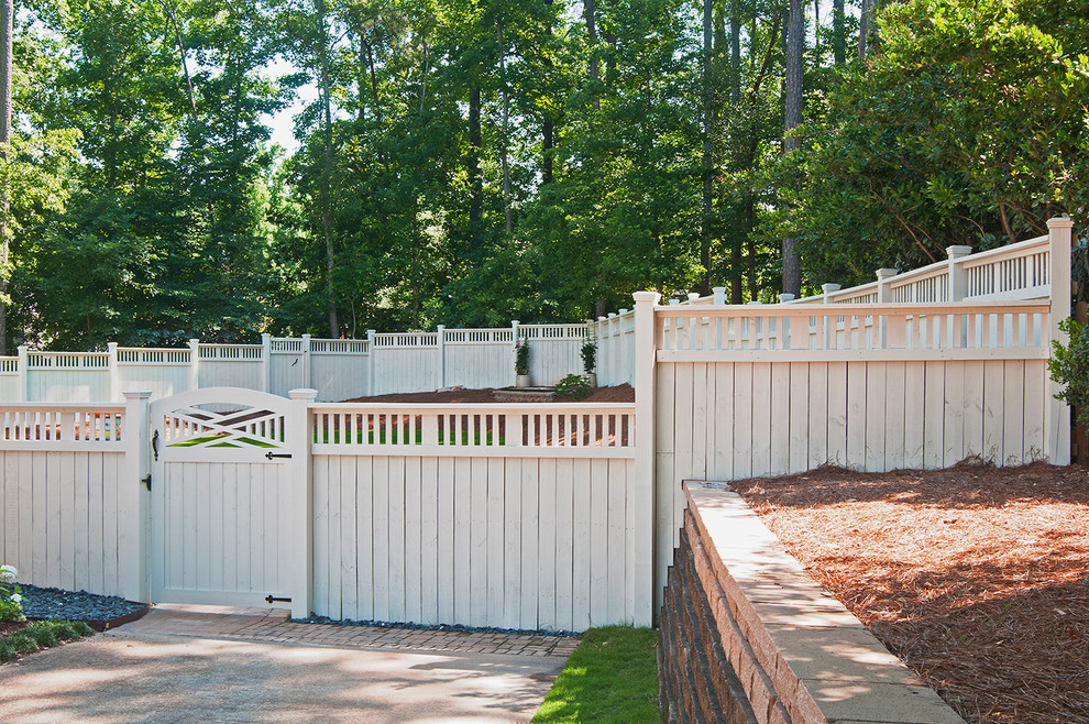 White Wood Privacy Fence & Gate Transitional Landscape Atlanta