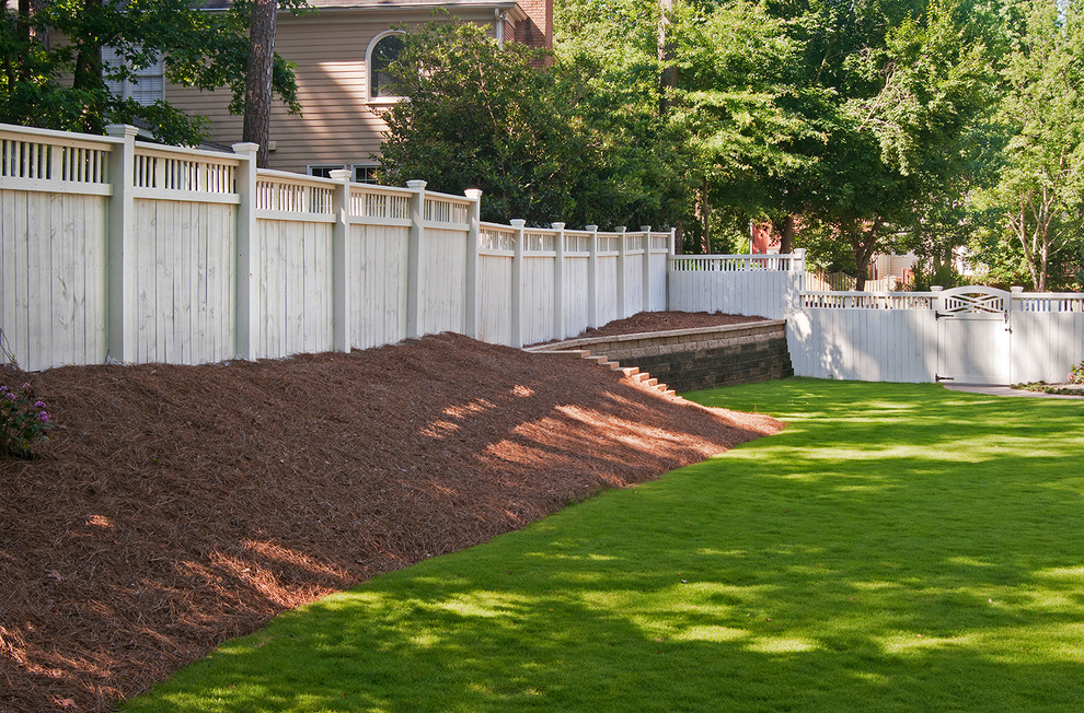 White Wood Privacy Fence & Gate Transitional Landscape Atlanta