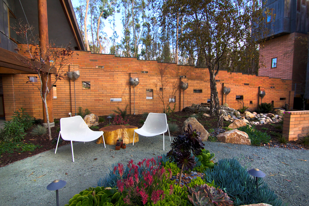Свежая идея для дизайна: участок и сад в современном стиле с покрытием из гравия - отличное фото интерьера
