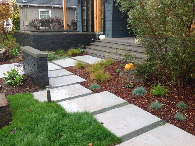 Willow Glen Modern-- modern platinum concrete stepping stones - Modern -  Garden - San Francisco - by Solid Rock Landscape | Houzz
