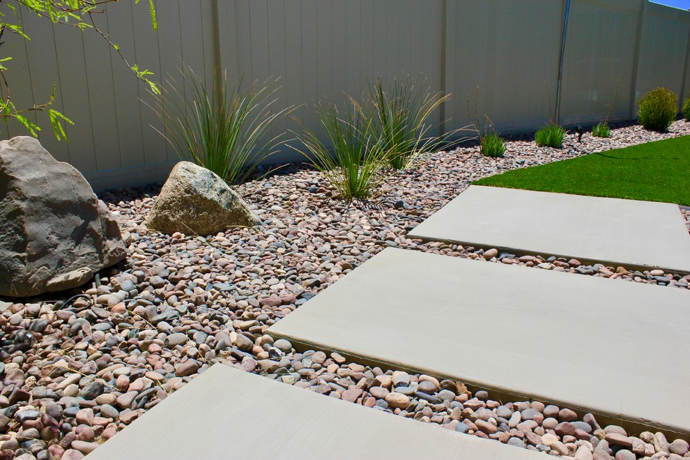 Immagine di un giardino xeriscape design esposto in pieno sole di medie dimensioni e dietro casa con pavimentazioni in cemento