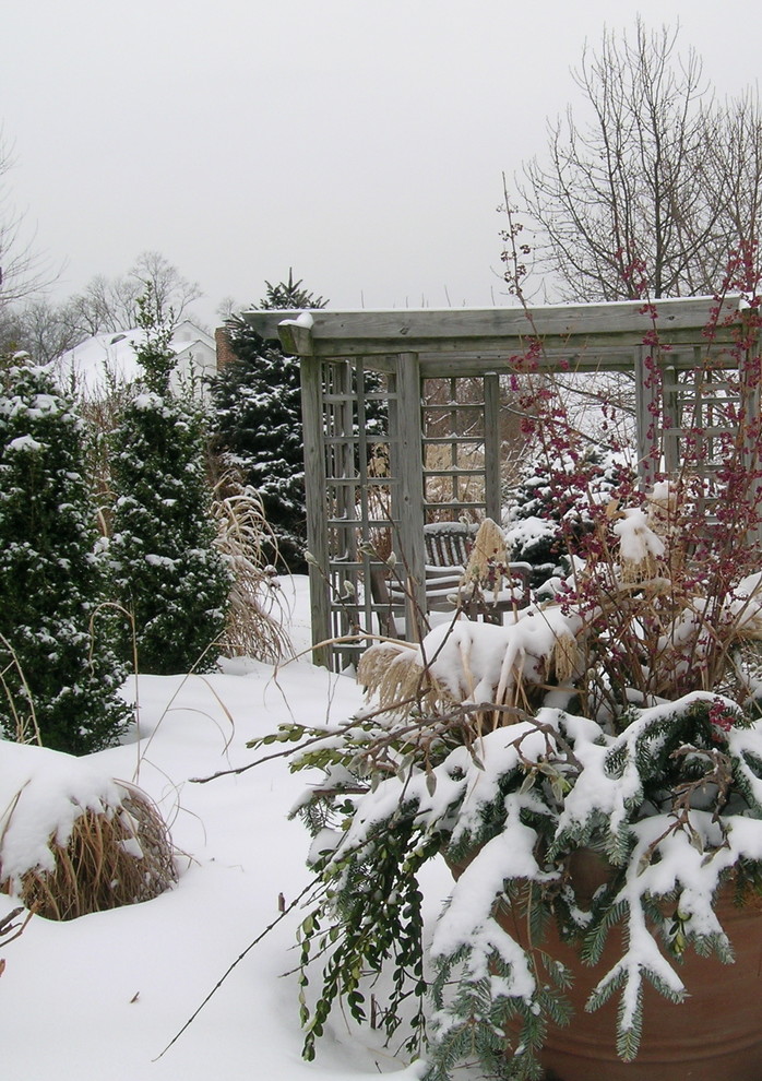 Idee per un giardino classico esposto in pieno sole di medie dimensioni e dietro casa in inverno