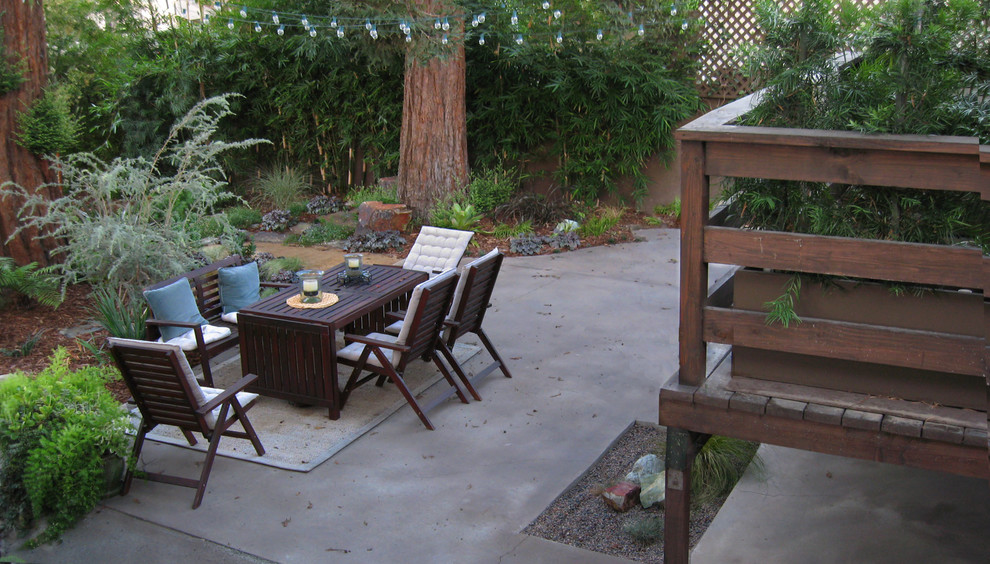 Foto di un piccolo patio o portico minimal dietro casa con pavimentazioni in pietra naturale