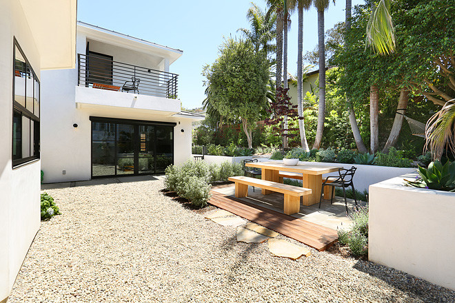 Esempio di un giardino minimalista esposto a mezz'ombra dietro casa con un muro di contenimento