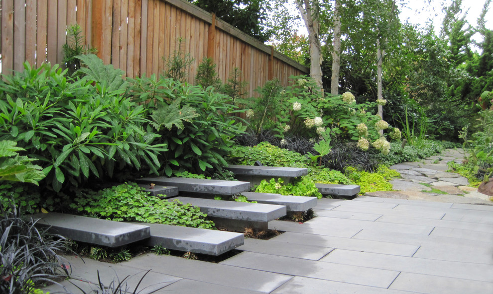 Idee per un giardino design nel cortile laterale con passi giapponesi